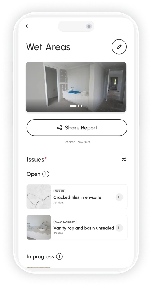 Checka space view with shareable defect report